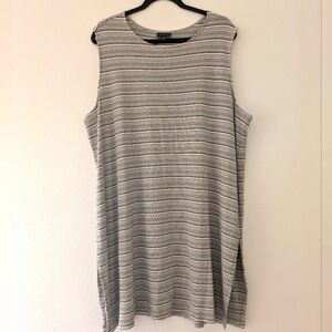 J. Jill Wearever Striped Ivory/White Neutral Slit Dress Size 2X Beach Coverup